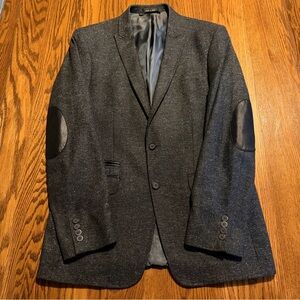 Calvin Klein suit jacket professor elbow patches wool silk polyester size‎ 40L